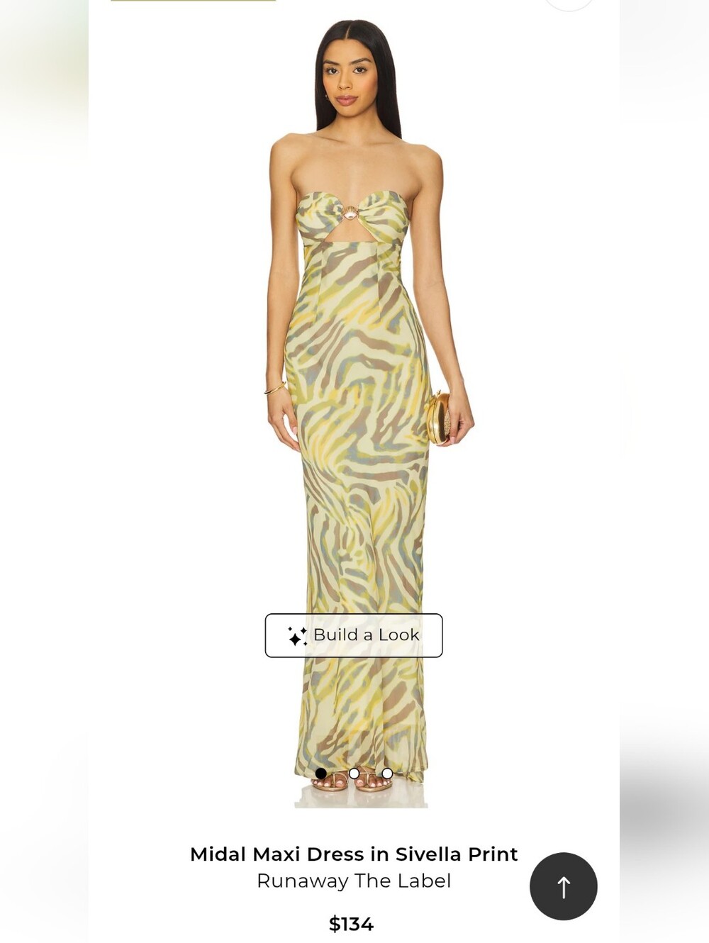 Runaway The Label Strapless Maxi Dress in Yellow-Green Print